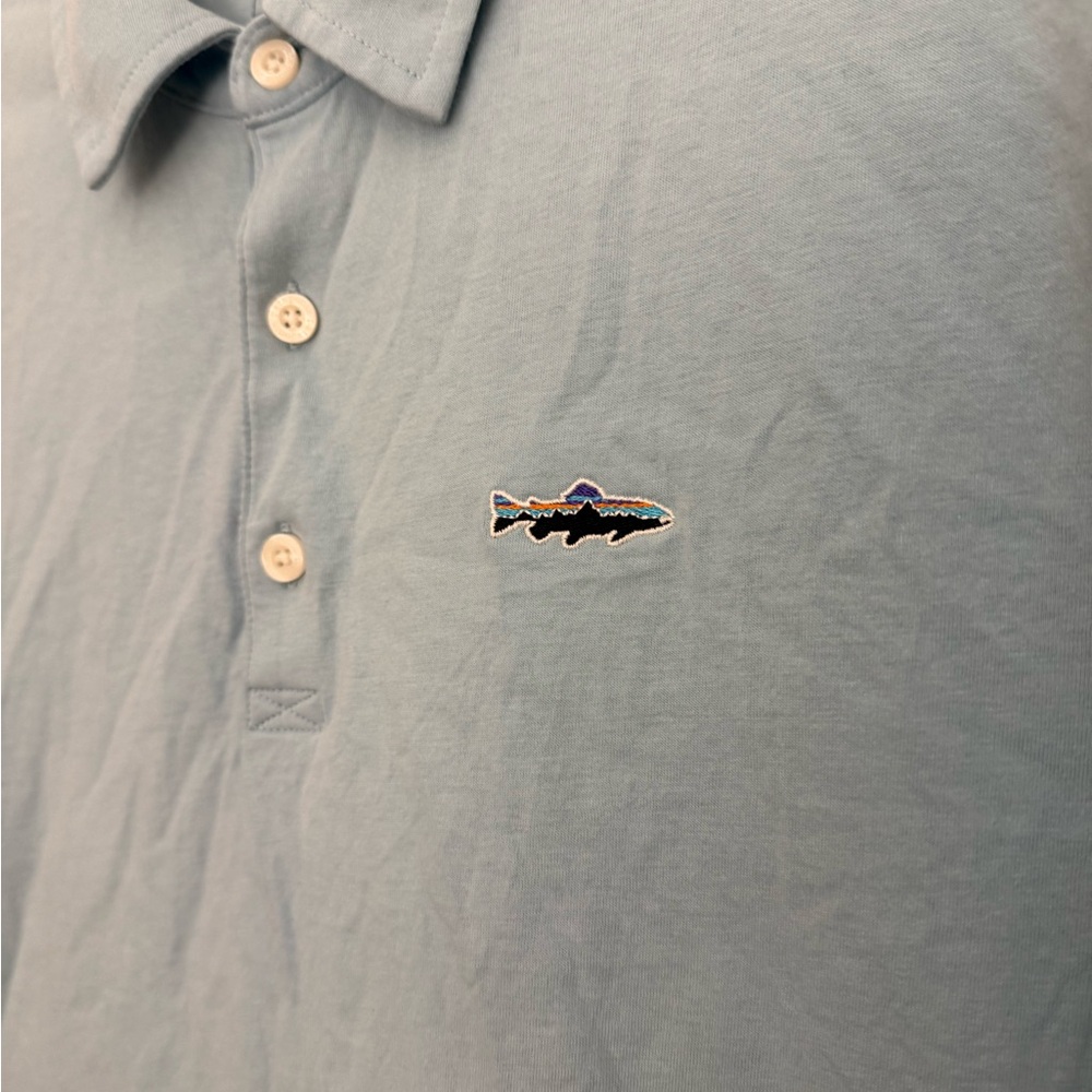 Patagonia Light Blue Polo with Fish Embroidery